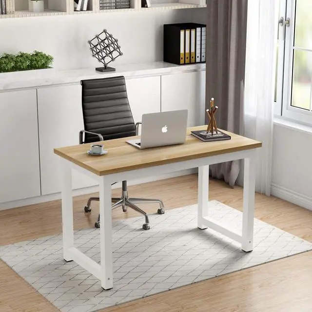 Alt view image 4 of 7 - Tribesigns Computer Desk, 47 inch Modern Simple Office Desk Computer Table Study Writing Desk for Home Office, Light Walnut