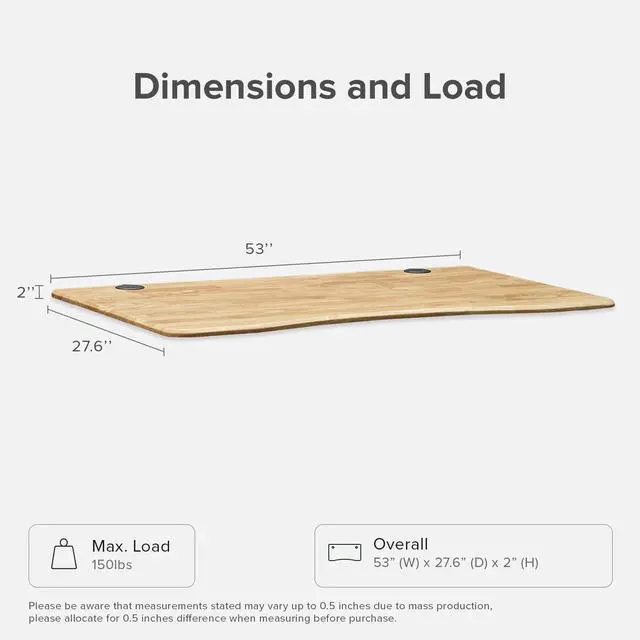 Alt view image 2 of 7 - mopio Sterling Electric Standing Desk, Computer Desk, Home Office Desks Table Top Only (53" Oak)