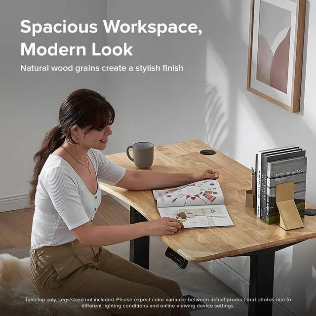 Alt view image 5 of 7 - mopio Sterling Electric Standing Desk, Computer Desk, Home Office Desks Table Top Only (53" Oak)