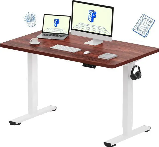 Main image of FLEXISPOT EN1 One-Piece Standing Desk 48"x24" Mahogany - 1" Thick Desktop, Home Office Use, Height Adjustable with 4 Memory Presets, Supports Multiple Monitors, 2 Packages
