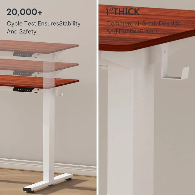 Alt view image 6 of 7 - FLEXISPOT EN1 One-Piece Standing Desk 48"x24" Mahogany - 1" Thick Desktop, Home Office Use, Height Adjustable with 4 Memory Presets, Supports Multiple Monitors, 2 Packages