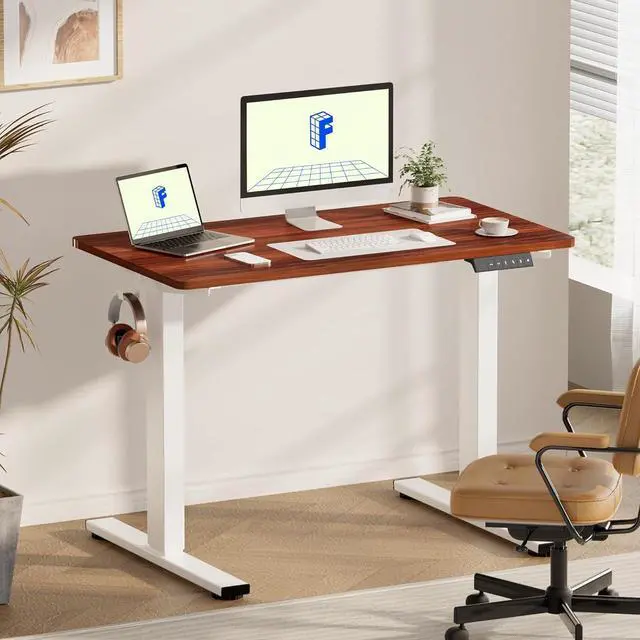 Alt view image 2 of 7 - FLEXISPOT EN1 One-Piece Standing Desk 48"x24" Mahogany - 1" Thick Desktop, Home Office Use, Height Adjustable with 4 Memory Presets, Supports Multiple Monitors, 2 Packages