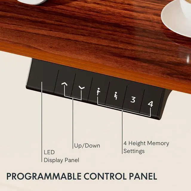 Alt view image 5 of 7 - FLEXISPOT EN1 One-Piece Standing Desk 48"x24" Mahogany - 1" Thick Desktop, Home Office Use, Height Adjustable with 4 Memory Presets, Supports Multiple Monitors, 2 Packages