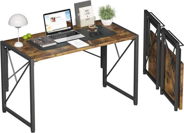 Main image of Homeiju Folding Desk, Small Foldable Desk 40" for Small Spaces, Portable Desks for Bedroom, Home Office, Folding Table for Camping, Traveling, Space Saving, Easy Assembly, Rustic Brown