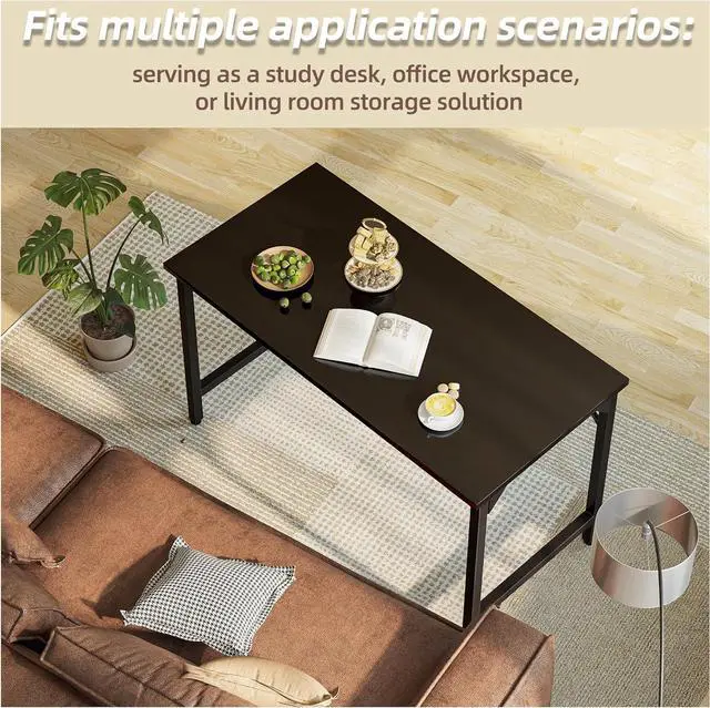 Alt view image 6 of 7 - Grandder 47 inch Computer Desk, Home Office Desk Study Writing Kid Table, Simple PC Gaming Desk, Adjustable Feet, Black