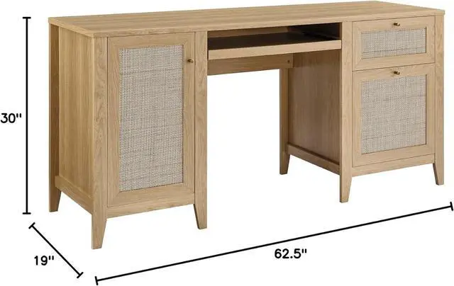 Alt view image 3 of 7 - Modway Soma Desk, Oak, 63"