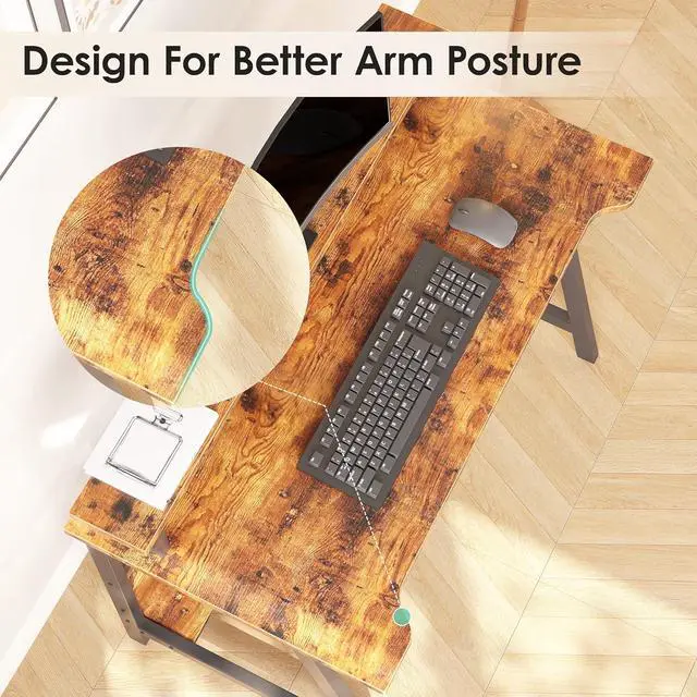 Alt view image 7 of 7 - ALISENED Computer Home Office Desk, 31.5" Desk for Small Spaces with Storage Shelf,Small Computer Desk with Monitor and Bookshelf, Modern Simple Style Laptop Desk