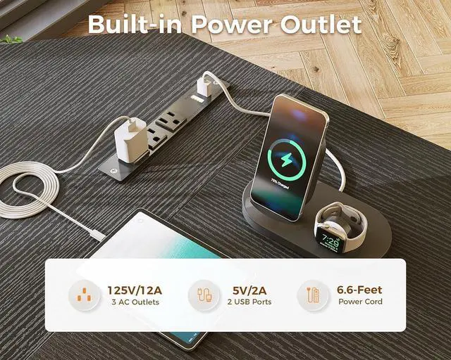 Alt view image 4 of 7 - Coleshome L Shaped Computer Desk 66" with Power Outlet & Storage Shelves, Corner Sturdy Writing Desk Workstation, Modern Wooden Office Gaming Desk, Wood & Metal, Black