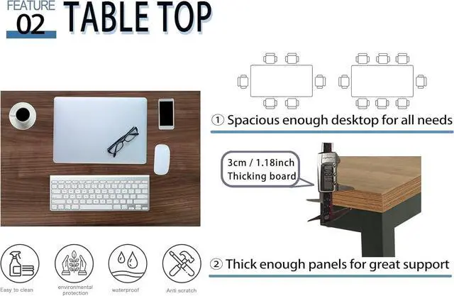 Alt view image 4 of 7 - 55 Inch Desk - Sturdy Metal Frame Computer Desk, Spacious Office Desk & Writing Desk with Easy Assembly, Durable Workstation for Home Office