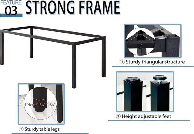Alt view image 5 of 7 - 55 Inch Desk - Sturdy Metal Frame Computer Desk, Spacious Office Desk & Writing Desk with Easy Assembly, Durable Workstation for Home Office