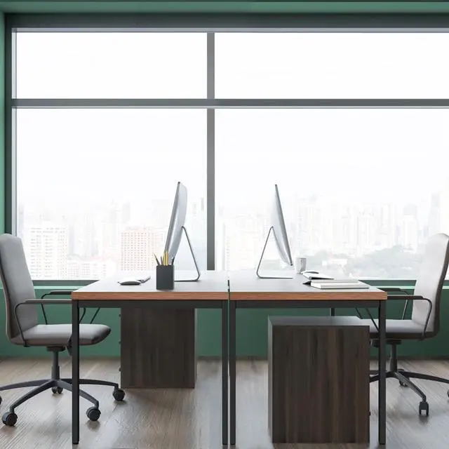 Alt view image 7 of 7 - 55 Inch Desk - Sturdy Metal Frame Computer Desk, Spacious Office Desk & Writing Desk with Easy Assembly, Durable Workstation for Home Office