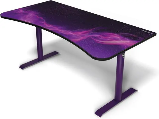 Main image of Arozzi Arena Special Edition Ultrawide Curved Gaming and Office Desk with Full Surface Water Resistant Desk Mat Custom Monitor Mount Cable Management Cut Outs - Purple Galaxy