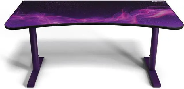 Alt view image 6 of 7 - Arozzi Arena Special Edition Ultrawide Curved Gaming and Office Desk with Full Surface Water Resistant Desk Mat Custom Monitor Mount Cable Management Cut Outs - Purple Galaxy