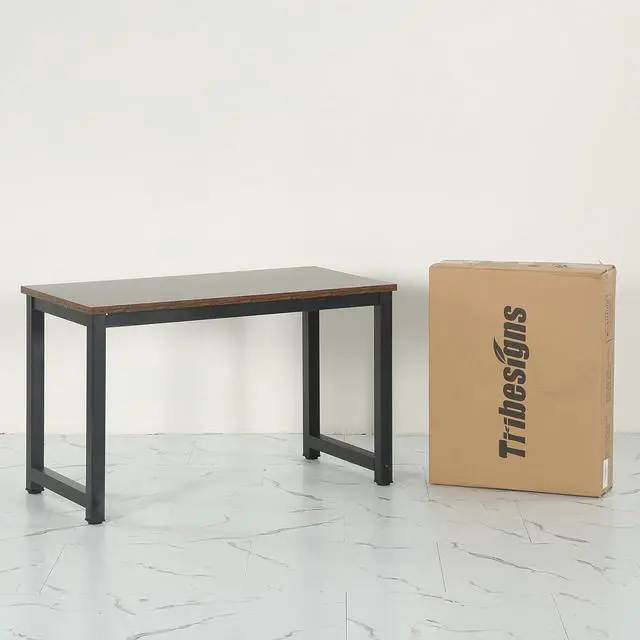 Alt view image 7 of 7 - Tribesigns Modern Simple Computer Desk, 47 inch Vintage Office Desk Computer Table, Study Writing Study Desk Workstation for Home Office, Rustic Brown