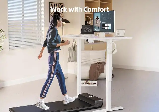 Alt view image 5 of 7 - YDN Electric Standing Desk Adjustable Height, Stand up Desk with Cable Management, Home Office Desks with Splice Board & Frame, 40 x 24 Inches, White Top