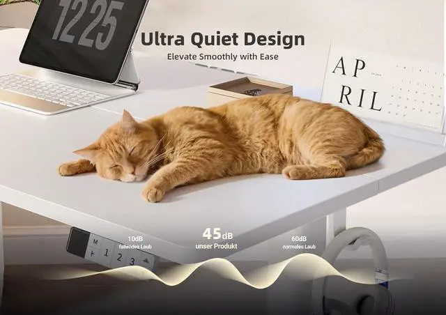 Alt view image 7 of 7 - YDN Electric Standing Desk Adjustable Height, Stand up Desk with Cable Management, Home Office Desks with Splice Board & Frame, 40 x 24 Inches, White Top