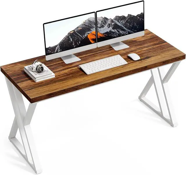 Main image of LITTLE TREE 55 Inch Large Simple Industrial Computer Desk Study Writing Table Home Office Workstation,Brown