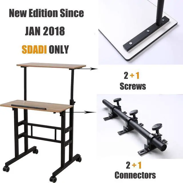 Alt view image 6 of 7 - SDADI 2 Inches Carpet Wheels Mobile Standing Desk Stand Up Desk Height Adjustable Home Office Desk with Standing and Seating 2 Modes 3.0 Edition,Oak S001BFDT