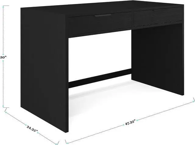 Alt view image 3 of 7 - Martha Stewart Kayden Home Office Modular Desk with 2 Drawers in Black with Oil Rubbed Bronze Hardware