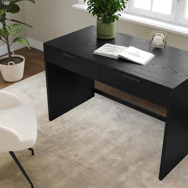 Alt view image 6 of 7 - Martha Stewart Kayden Home Office Modular Desk with 2 Drawers in Black with Oil Rubbed Bronze Hardware