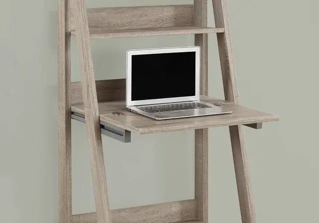 Alt view image 4 of 7 - Monarch Specialties Ladder Desk-Bookcase-Wall Bookshelf-Stand Shelf, 61" H, Dark Taupe