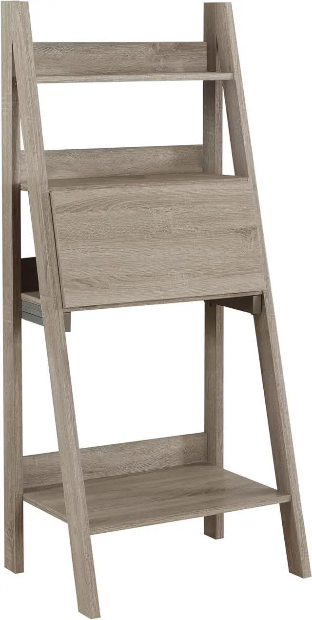 Alt view image 5 of 7 - Monarch Specialties Ladder Desk-Bookcase-Wall Bookshelf-Stand Shelf, 61" H, Dark Taupe