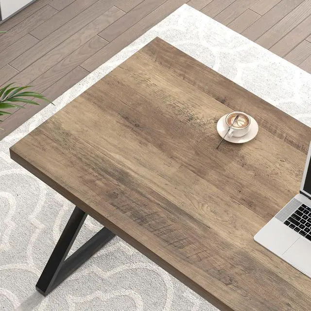 Alt view image 4 of 7 - FOLUBAN Computer Desk, Modern Home Office Desk, Industrial Wood and Metal Study Writing Work PC Table for Bedroom Living Room, Rustic Oak, 47 Inch