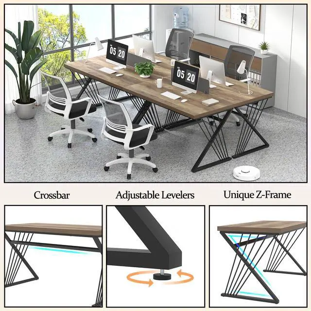 Alt view image 5 of 7 - FOLUBAN Computer Desk, Modern Home Office Desk, Industrial Wood and Metal Study Writing Work PC Table for Bedroom Living Room, Rustic Oak, 47 Inch