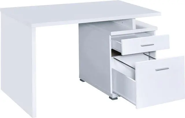 Alt view image 5 of 7 - Coaster Home Furnishings - Irving - Engineered Wood - 2-Drawer Computer Desk with File Cabinet, Rectangular Desk with Smooth Top, and Plastic Glides - Home Office - 47-Inch - White - 800110