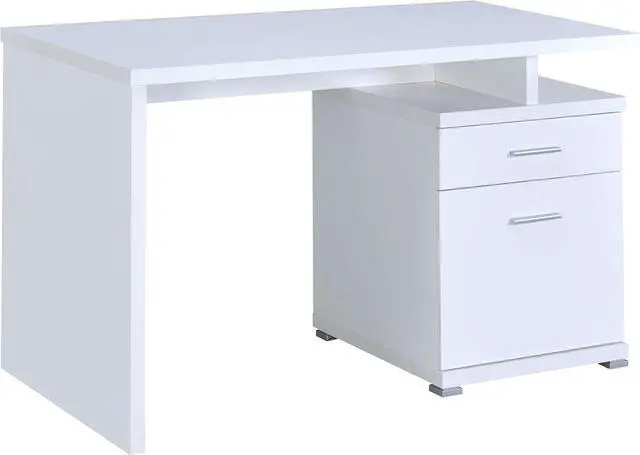 Alt view image 4 of 7 - Coaster Home Furnishings - Irving - Engineered Wood - 2-Drawer Computer Desk with File Cabinet, Rectangular Desk with Smooth Top, and Plastic Glides - Home Office - 47-Inch - White - 800110