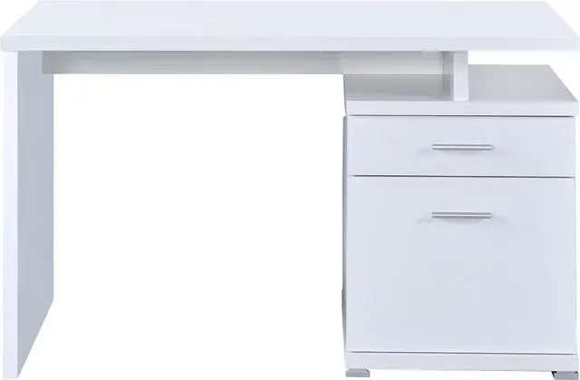 Alt view image 6 of 7 - Coaster Home Furnishings - Irving - Engineered Wood - 2-Drawer Computer Desk with File Cabinet, Rectangular Desk with Smooth Top, and Plastic Glides - Home Office - 47-Inch - White - 800110