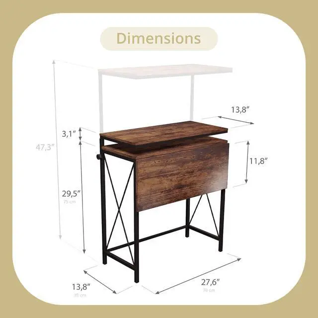 Alt view image 2 of 7 - Small Standing Desk, Height Adjustable Small Writing, Mini Desk, Home Office Desks, Work for Home Office, Folding Laptop Study Compact (Brown)