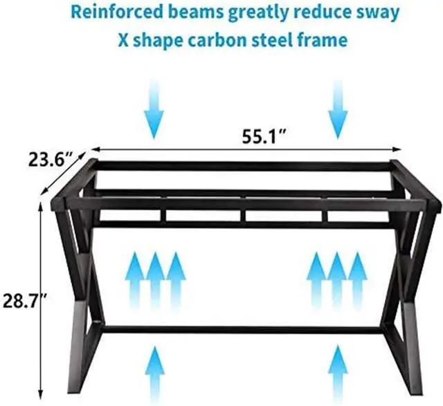 Alt view image 2 of 7 - BINGTOO Computer Desk Glass Top Metal Frame, 55.1" Home Office Desks & Workstation Modern Office Writing Gaming Study Work Glass Computer Table Desk