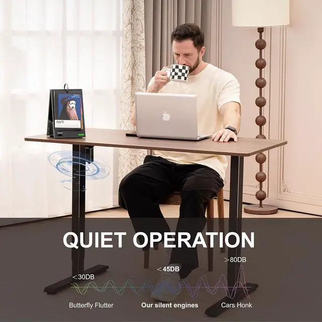 Alt view image 6 of 6 - Electric Standing Desk Frame with Memory Height Settings, 225 lbs Weight Capacity, Adjustable Desk Frame for Home and Office WorkstationBlack