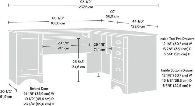 Alt view image 3 of 7 - Sauder Harbor View Corner Computer Desk, Salt Oak Finish