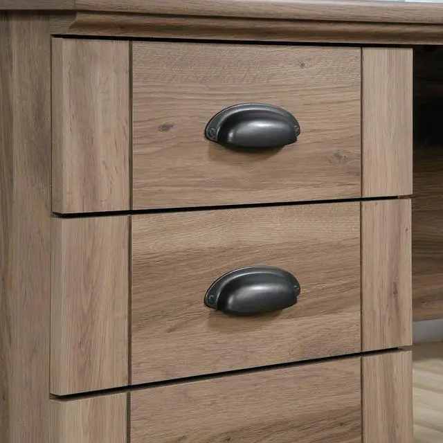 Alt view image 7 of 7 - Sauder Harbor View Corner Computer Desk, Salt Oak Finish