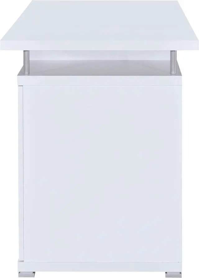 Alt view image 6 of 7 - Coaster Home Furnishings Tracy Modern Contemporary 55-Inch 2-Drawer Home Office Computer Writing Desk Study Table with File Cabinet Storage Engineered Wood Eco-Friendly Laminate White 800108