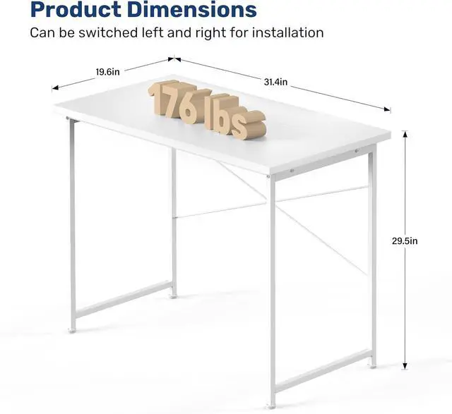 Alt view image 3 of 6 - YSSOA Computer Desk Home Office Work Study Writing Modern Simple Table with Headphone Hooks