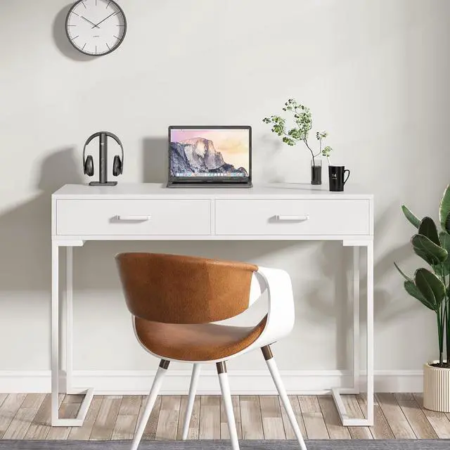 Main image of Tribesigns Computer Desk with Drawers for Small Spaces, 39" White Home Office Desks Study Writing Desk for Bedrooms, Home Office, Living Room