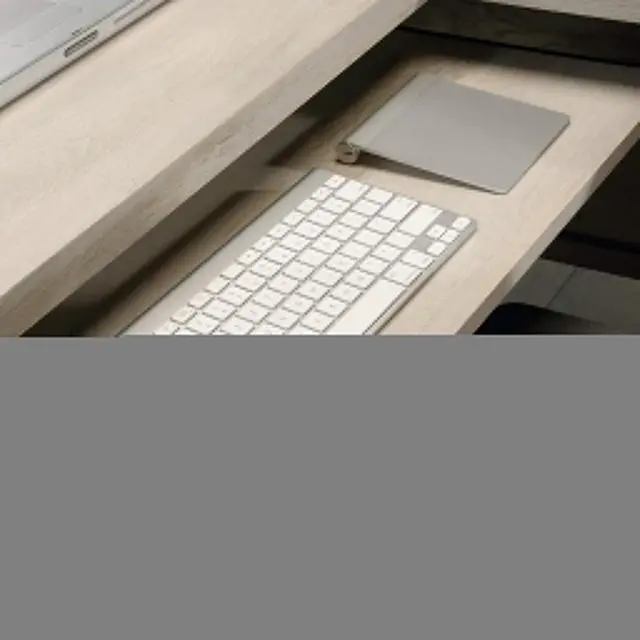 Alt view image 7 of 7 - Sauder Costa L-Shaped Desk, Chalked Chestnut, Home Office with Storage & Keyboard Tray