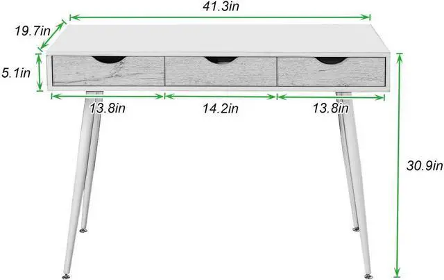 Alt view image 2 of 7 - SogesGame Computer Desk, 41.3 X 20 Inchs Standing Desk with Drawers, Gaming Desk for Computer, Gaming, Laptop in Home Office Bedroom, White