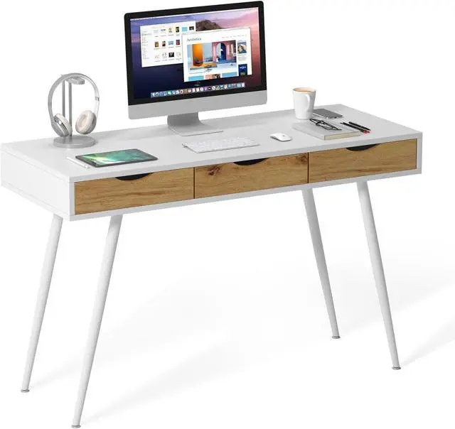 Alt view image 7 of 7 - SogesGame Computer Desk, 41.3 X 20 Inchs Standing Desk with Drawers, Gaming Desk for Computer, Gaming, Laptop in Home Office Bedroom, White
