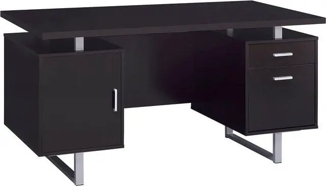 Main image of Coaster Home Furnishings - Lawtey - Engineered Wood - 60-Inch Computer Desk with File Cabinet and Standage Drawers, Metal Frame, Contemporary Style - Home Office - Cappuccino - 801521