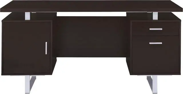 Alt view image 5 of 7 - Coaster Home Furnishings - Lawtey - Engineered Wood - 60-Inch Computer Desk with File Cabinet and Standage Drawers, Metal Frame, Contemporary Style - Home Office - Cappuccino - 801521