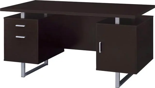 Alt view image 6 of 7 - Coaster Home Furnishings - Lawtey - Engineered Wood - 60-Inch Computer Desk with File Cabinet and Standage Drawers, Metal Frame, Contemporary Style - Home Office - Cappuccino - 801521