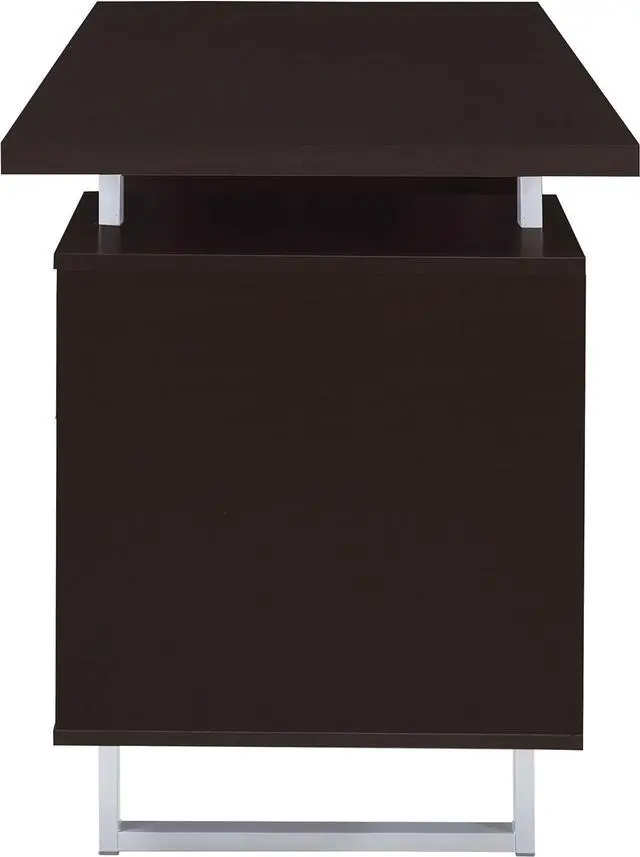 Alt view image 7 of 7 - Coaster Home Furnishings - Lawtey - Engineered Wood - 60-Inch Computer Desk with File Cabinet and Standage Drawers, Metal Frame, Contemporary Style - Home Office - Cappuccino - 801521