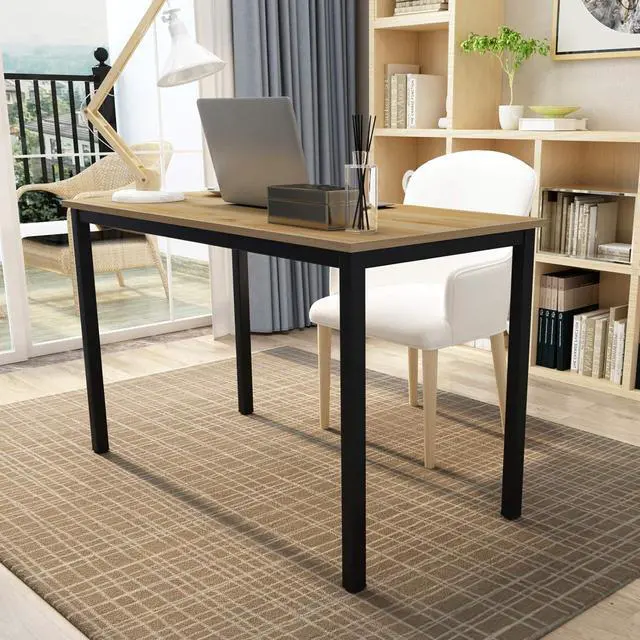 Alt view image 2 of 7 - DlandHome 47 inch Computer Desk Home Office Table Writing Desk Study Table Gaming Desk Workstation (47 inch, Wood Teak)