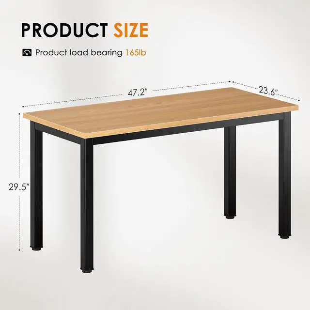 Alt view image 3 of 7 - DlandHome 47 inch Computer Desk Home Office Table Writing Desk Study Table Gaming Desk Workstation (47 inch, Wood Teak)
