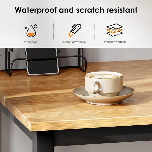 Alt view image 4 of 7 - DlandHome 47 inch Computer Desk Home Office Table Writing Desk Study Table Gaming Desk Workstation (47 inch, Wood Teak)