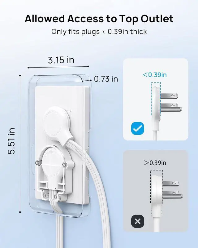 Alt view image 4 of 7 - TROND Flat Plug Power Strip with Outlet Cover - 10ft Extension Cord with Multiple Outlets and 4 USB Ports, Mountable Surge Protector Outlet Concealer, Kitchen Home Improvement for Hide Messy, White